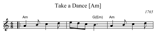 Take a Dance [Am] - staff notation