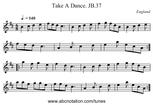 Take A Dance. JB.37 - staff notation