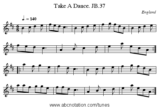 Take A Dance. JB.37 - staff notation