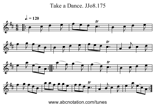 Take a Dance. JJo8.175 - staff notation