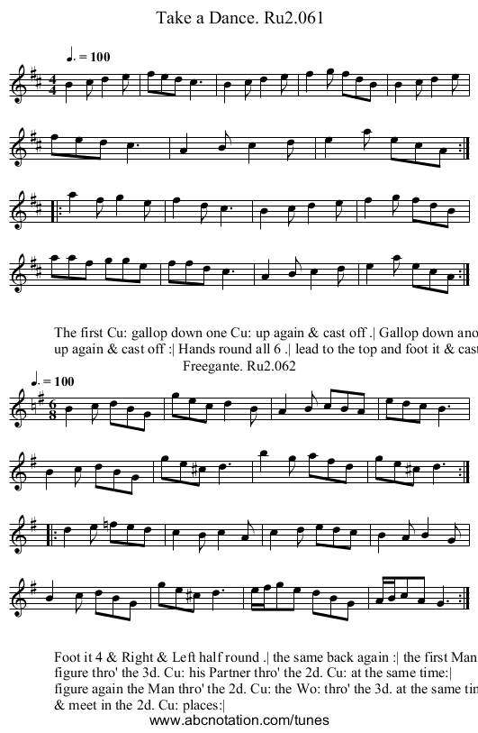 Take a Dance. Ru2.061 - staff notation