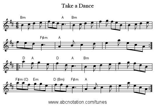 Take a Dance - staff notation