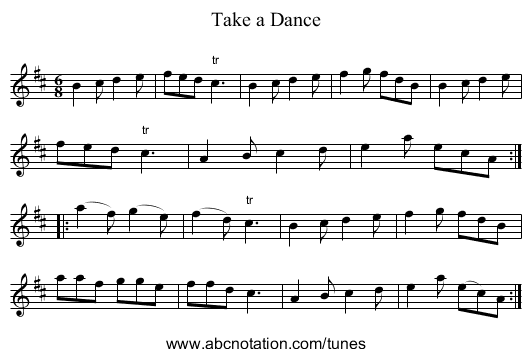 Take a Dance - staff notation