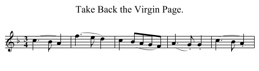 Take Back the Virgin Page. - staff notation
