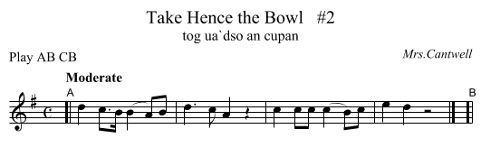 Take Hence the Bowl   #2 - staff notation