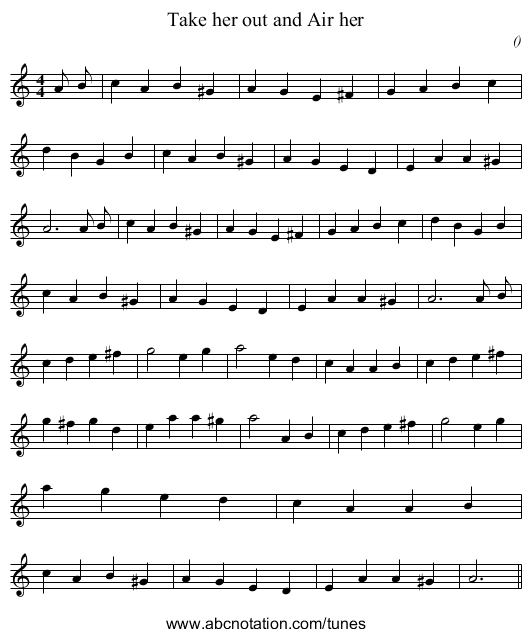 Take her out and Air her - staff notation