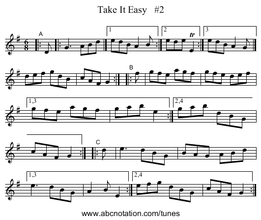 Take It Easy #2 - staff notation