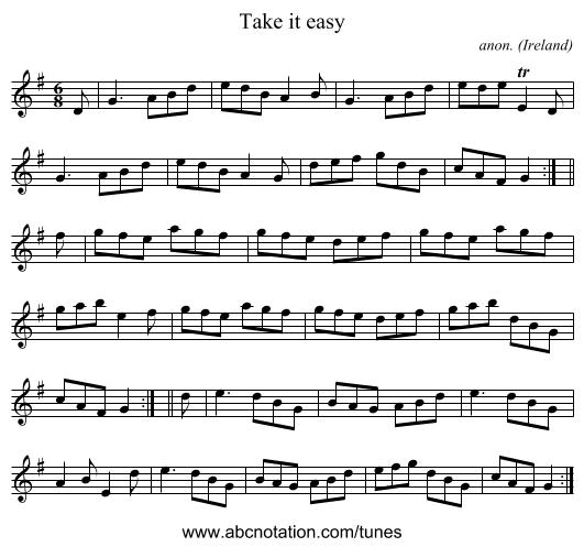 Take it easy - staff notation