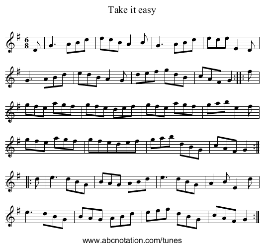 Take it easy - staff notation