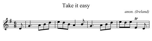 Take it easy - staff notation