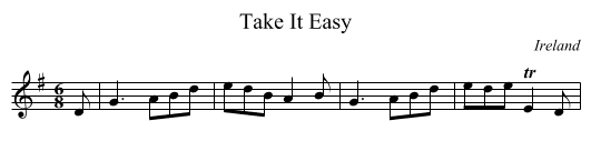 Take It Easy - staff notation