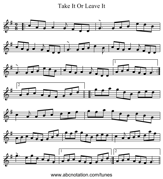 Take It Or Leave It - staff notation
