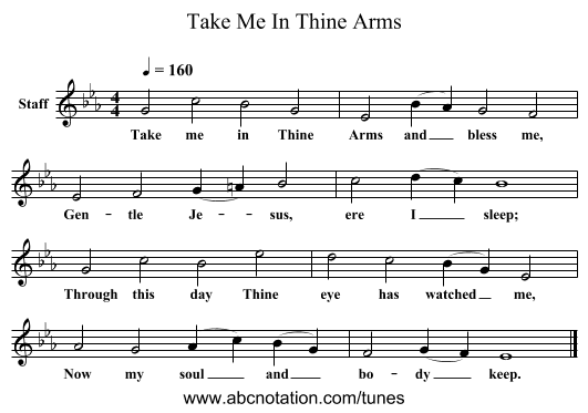 Take Me In Thine Arms - staff notation