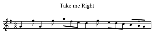Take me Right - staff notation