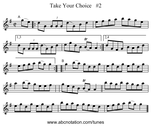 Take Your Choice   #2 - staff notation