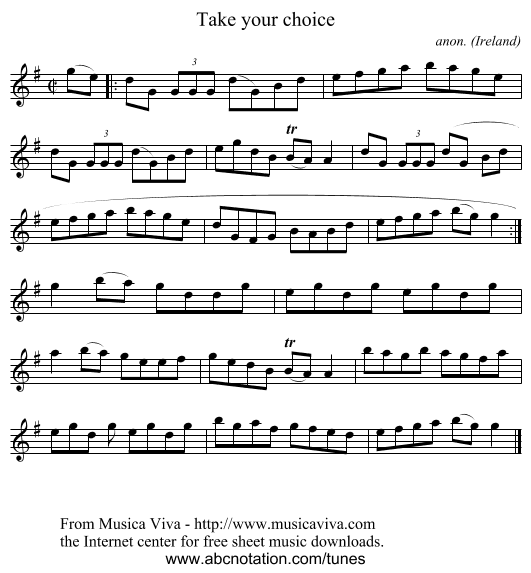 Take your choice - staff notation