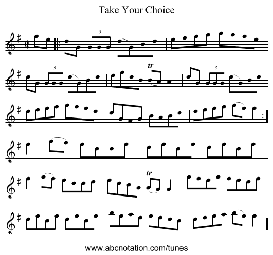Take Your Choice - staff notation