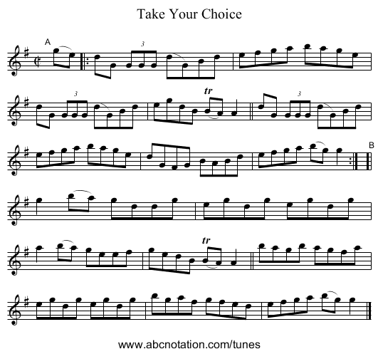 Take Your Choice - staff notation