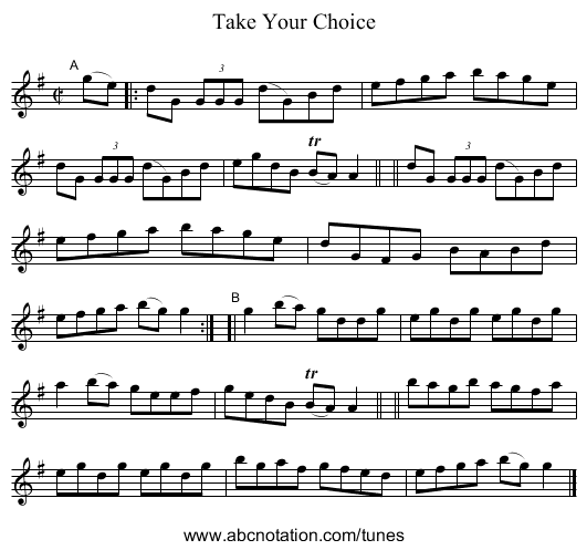 Take Your Choice - staff notation