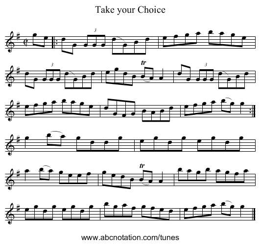 Take your Choice - staff notation