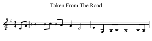 Taken From The Road - staff notation