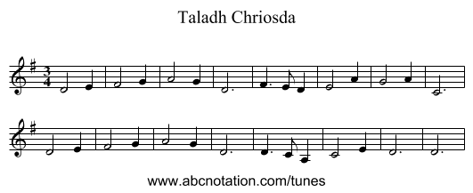 Taladh Chriosda - staff notation