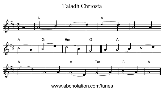 Taladh Chriosta - staff notation
