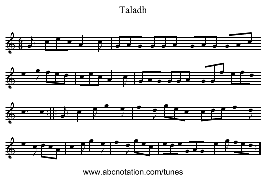Taladh - staff notation