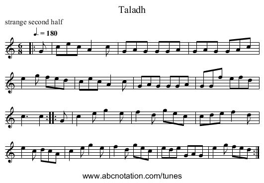 Taladh - staff notation