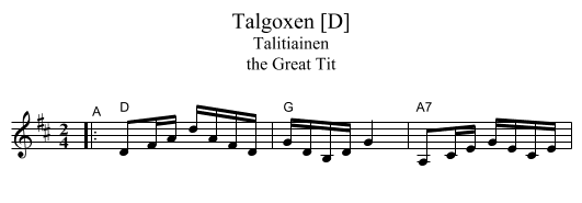 Talgoxen [D] - staff notation