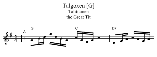 Talgoxen [G] - staff notation