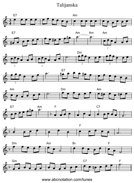 Talijanska - staff notation