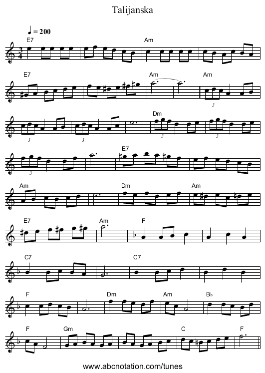 Talijanska - staff notation