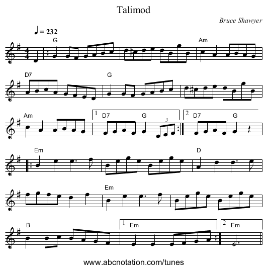 Talimod - staff notation