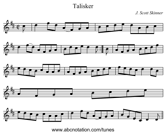 Talisker - staff notation