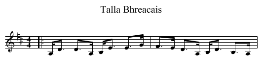 Talla Bhreacais - staff notation