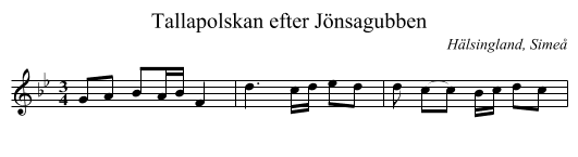 Tallapolskan efter Jönsagubben - staff notation