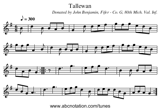 Tallewan - staff notation