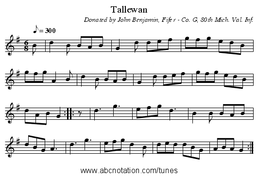 Tallewan - staff notation