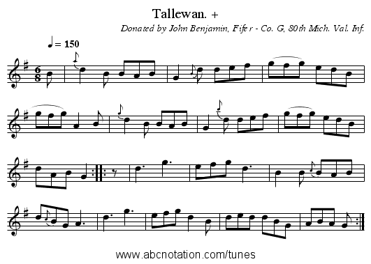 Tallewan. + - staff notation