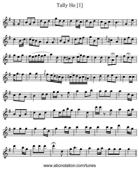 Tally Ho [1] - staff notation