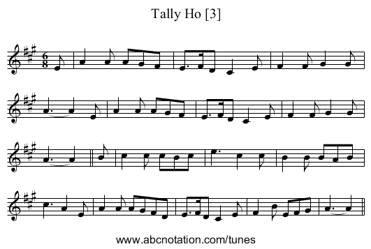 Tally Ho [3] - staff notation