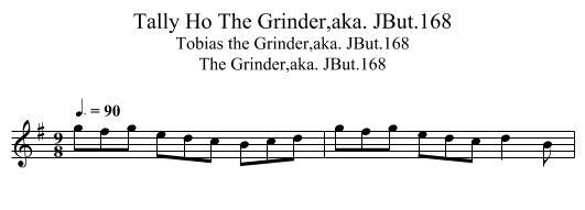 Tally Ho The Grinder,aka. JBut.168 - staff notation