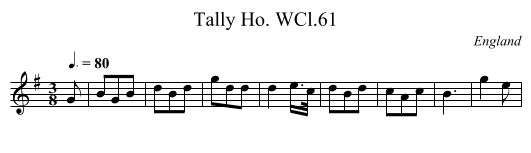 Tally Ho. WCl.61 - staff notation