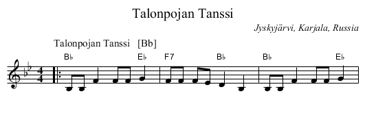 Talonpojan Tanssi - staff notation