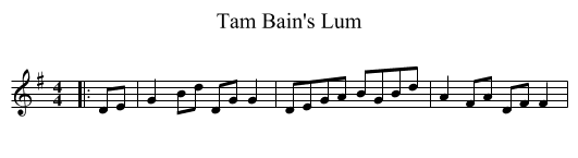 Tam Bain's Lum - staff notation