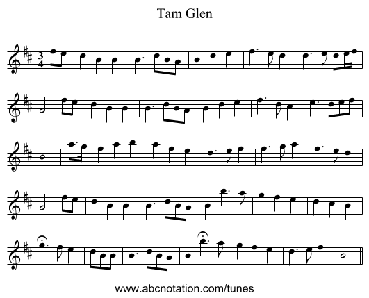 Tam Glen - staff notation