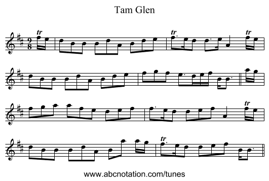 Tam Glen - staff notation