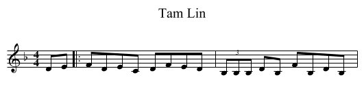 Tam Lin - staff notation