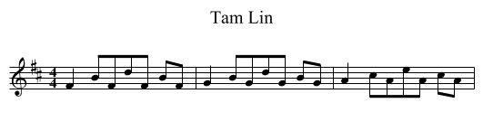 Tam Lin - staff notation